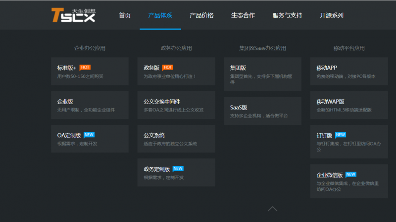 天生創(chuàng)想OA系統(tǒng),開源OA,OA軟件,政務(wù)版29800元