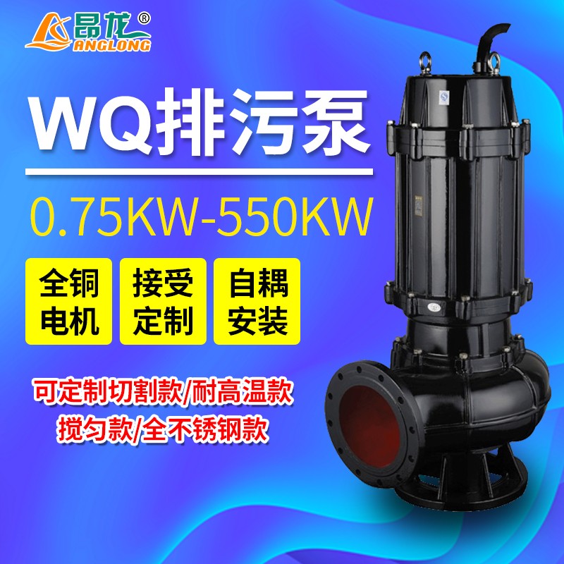 WQ無堵塞潛水污水泵 固定耦合安裝潛水液下泵大功率鑄鐵排污泵
